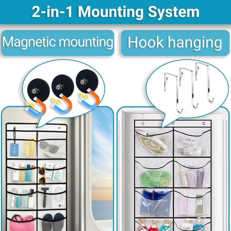 ANNISITE Magnetic Cruise Organizer, 14 Large Durable Pockets Over The Door Organizer For Cruise Ships, Magnetic & Hanging Cruise Organizer, Cruise Essentials 2026 （ 67" x 21.6"） - Image 4